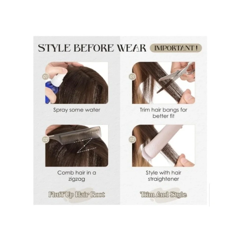 Hairro Human Hair Topper Dark Brown 10in Thinning Hairpiece Middle Part Bangs